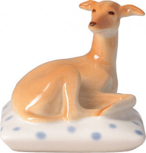 10585012 Императорский фарфоровый завод Скульптура "Левретка на подушке Мимми" Фарфор твердый