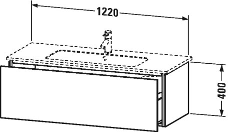 LC614308989 Тумбочка подвесная L-Cube #LC6143 1220 x 481 мм Фланелево-серый глянцевый лак Duravit - Вид №1