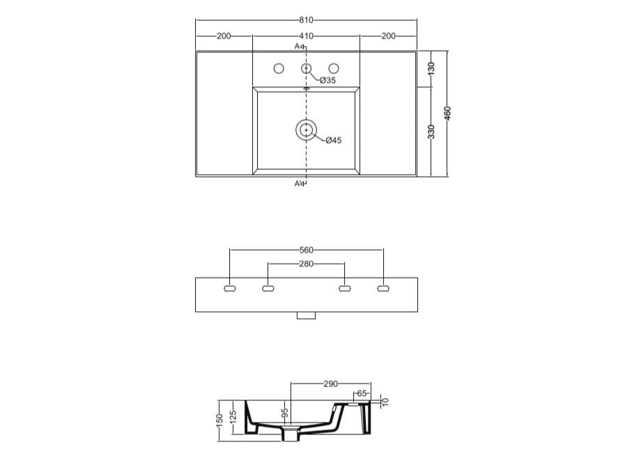 Прямоугольная керамическая раковина с переливом COLAVENE Квадратная ARCH-00022012 - Вид №3