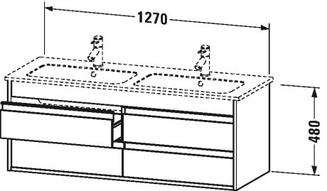 KT643300707 Ketho Тумбочка подвесная Бетонно-серый матовый декор Duravit - Вид №1