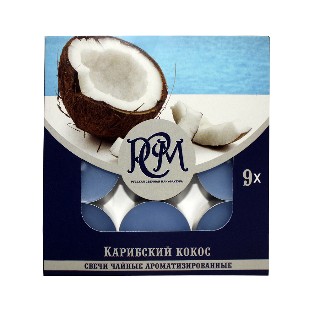 1300911 Свеча чайная 100 г 9 шт. Карибский Кокос РСМ 