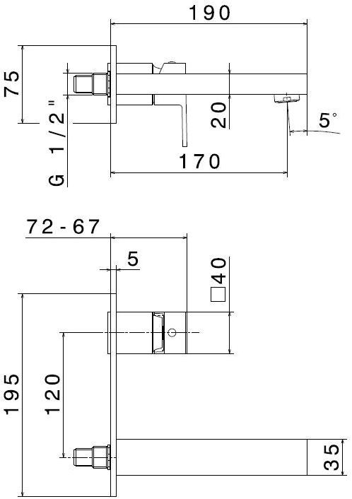 newform Смеситель для умывальника настенный с тарелкой Ergo-q 66429e - Вид №1