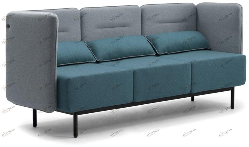 Leyform Огнестойкий 3-местный тканевый диван с разъемом USB Around 5233sb 