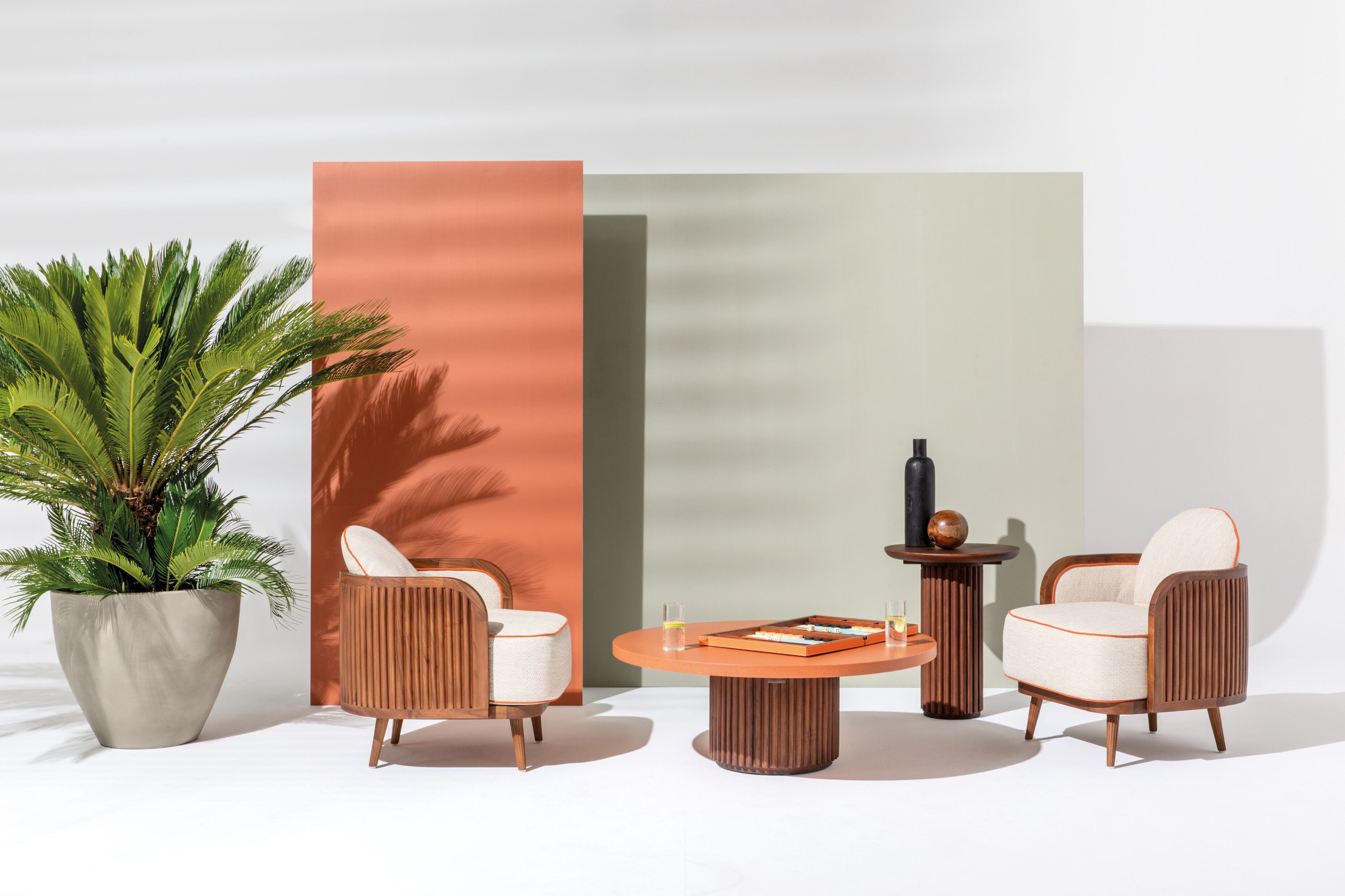 Круглый стол из тикового дерева с терраццо Il Giardino di Legno хлебные палочки ARCH-00047331 - Вид №1