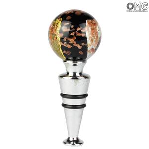 1983 ORIGINALMURANOGLASS Бутылочная пробка +коробочка - муранское стекло с листовым золотом и серебром  см