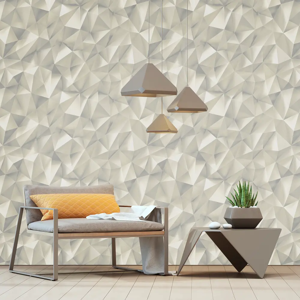 ELYSIUM Грани - флизелиновые обои бежевые с геометрическим узором 89345105 STLM-0829991 - Вид №2