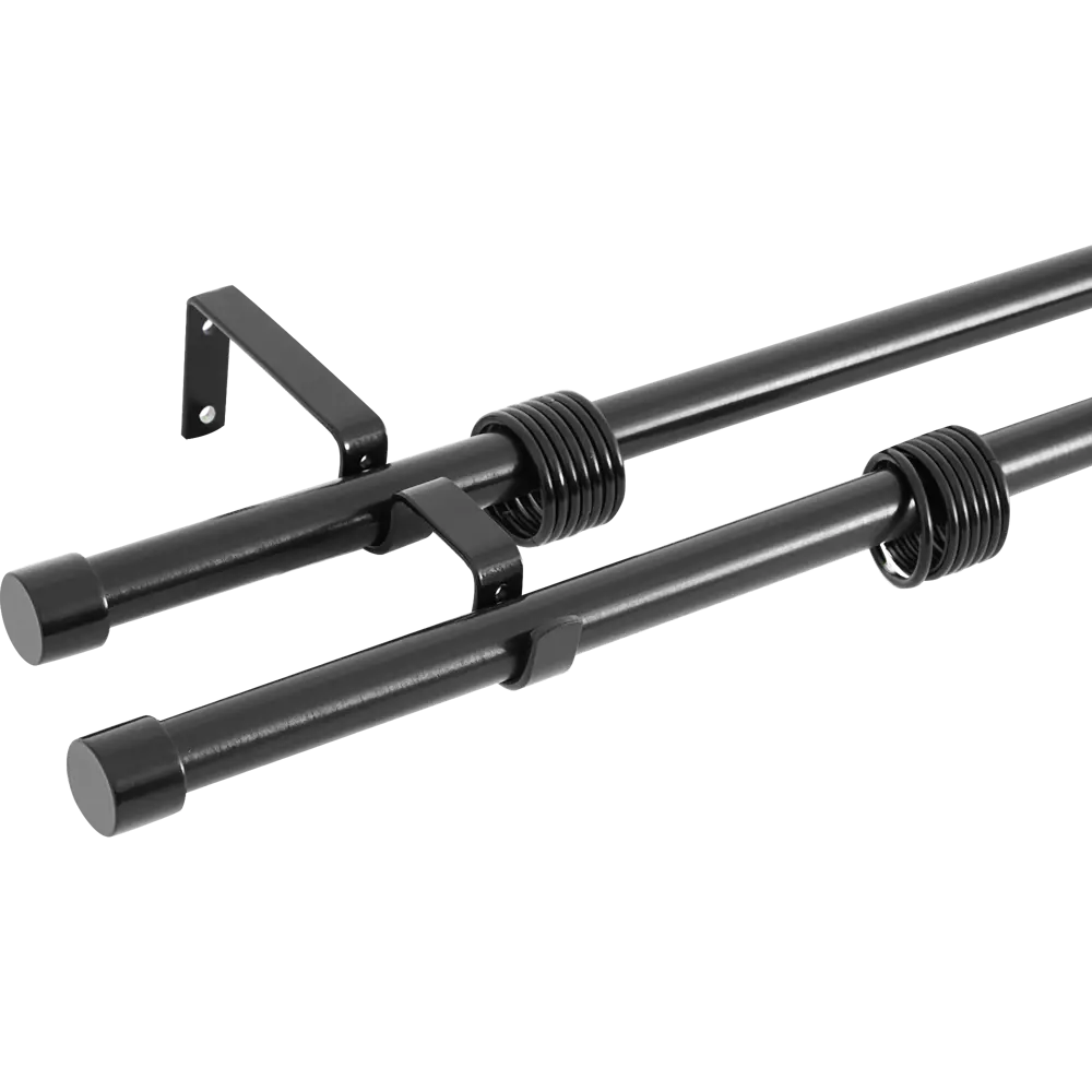 Карниз двухрядный раздвижной d19/16 мм заглушка 160-320 см цвет черный ORBIS STLM-2042111