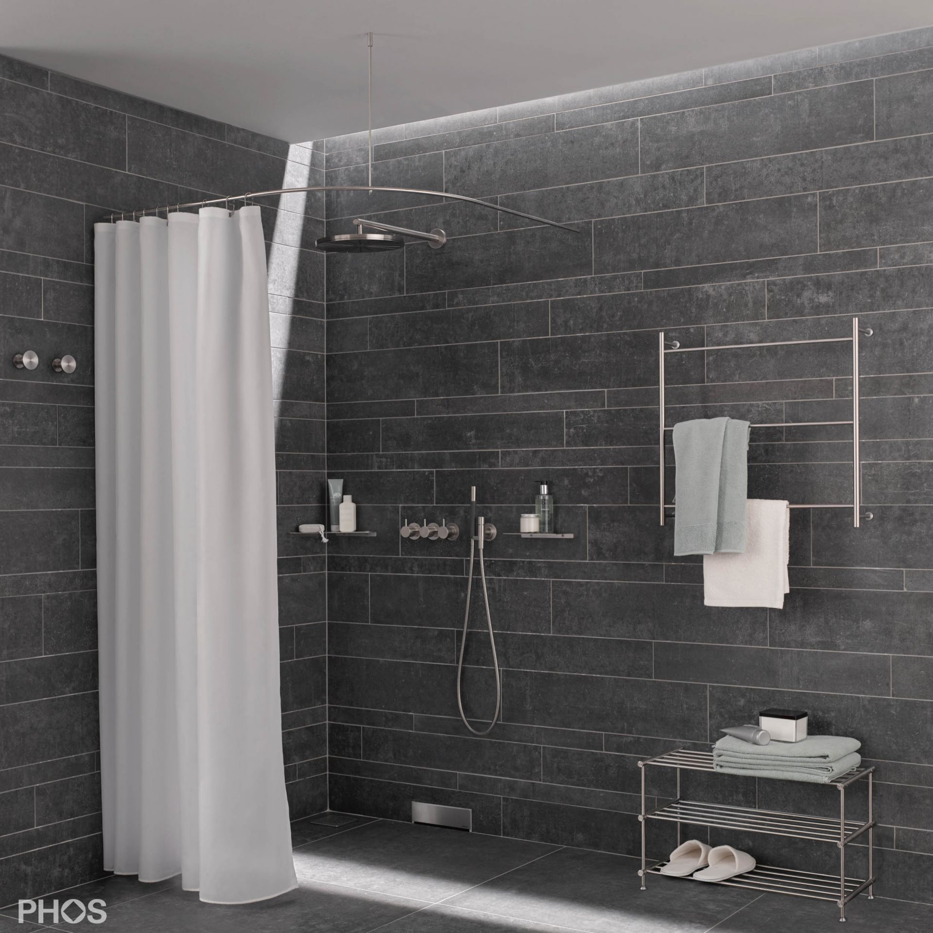 DSB500-950 Квадрант штанги для душевой занавески с радиусом дуги 50 см, 95 x 95 см PHOS  - Вид №1