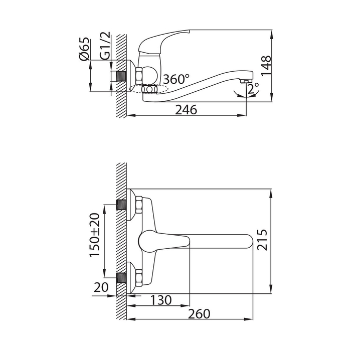 DAVSB00M09 Milardo Davis Настенный смеситель для кухни Davis Россия  - Вид №4