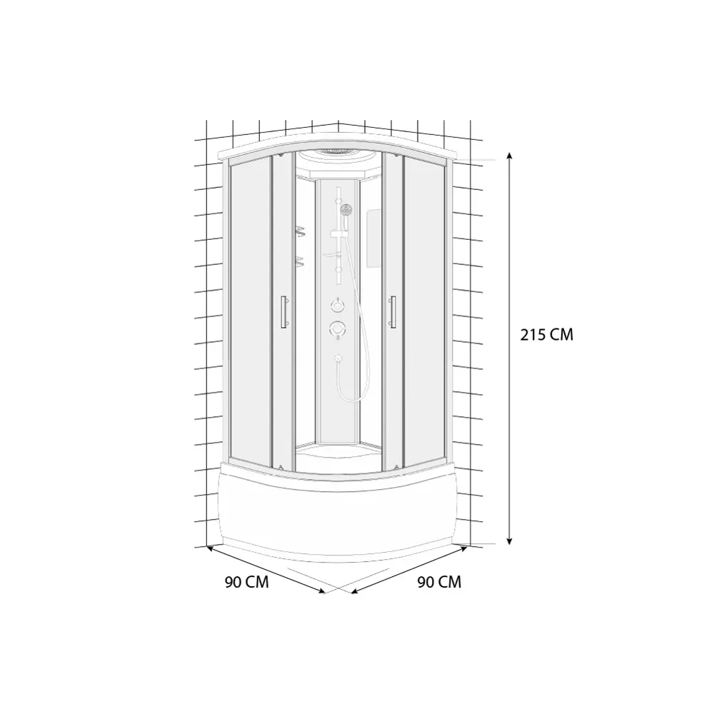 Душевая кабина Ломонд 1/4 высокий поддон 90x90 см Santreyd Без серии STLM-2135559 - Вид №9