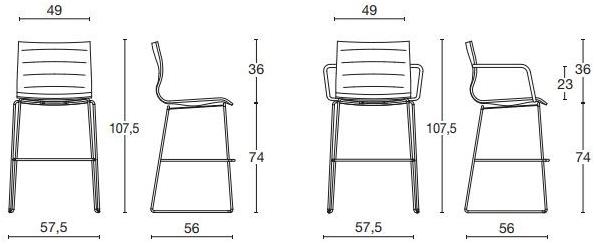 Diemme Табурет из саночной ткани со спинкой Miss sun-id-1380352 - Вид №4