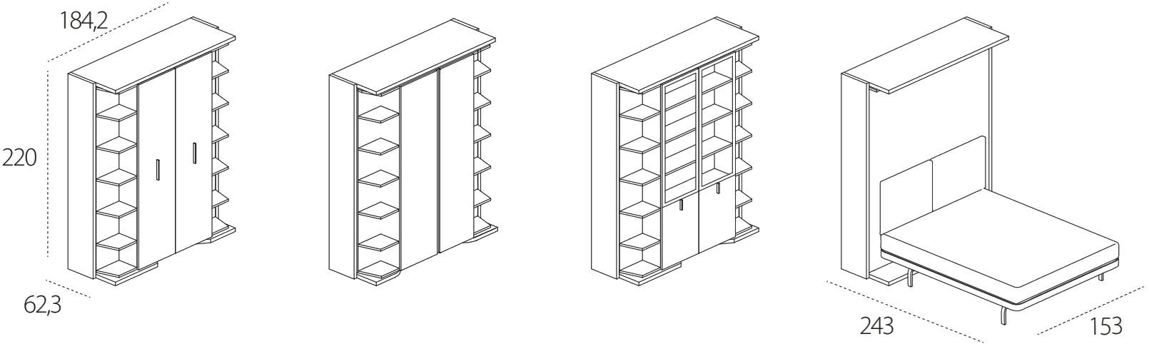 CLEI Оборудованная стенка с раскладной кроватью Lgm sun-id-1354551 - Вид №8