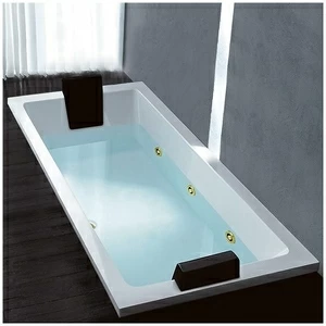Ванна Gruppo treesse Quadra 199 V0737-SX-GD белая с золотой фурнитурой и гидромассажем прямоугольная встроенная левая