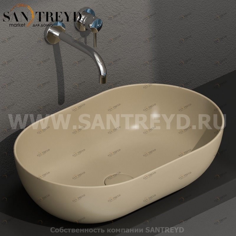 B6O54PA Накладная раковина на столешницу  овальная Ceramica Globo T-EDGE