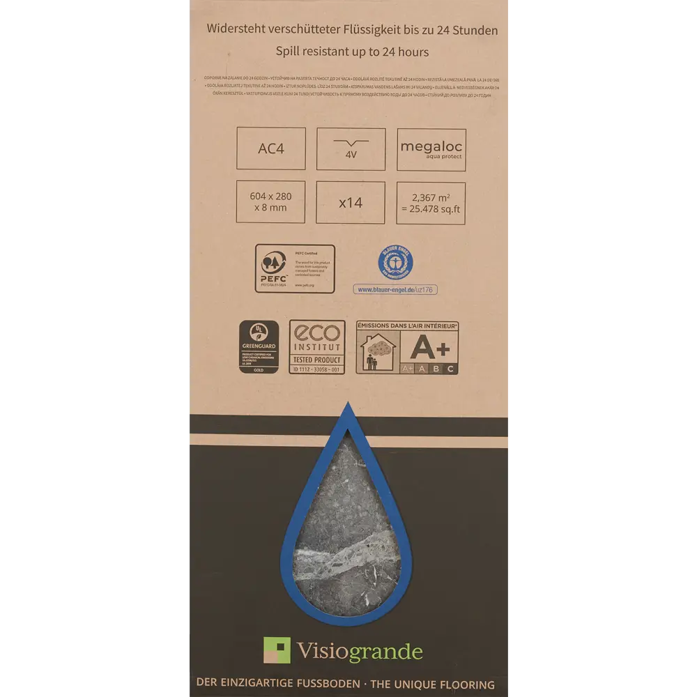 Ламинат «Гранит черный» водостойкость 48 часов 32 класс 4 фаски толщина 8 мм 2.368 м² Classen STLM-2101016 - Вид №10