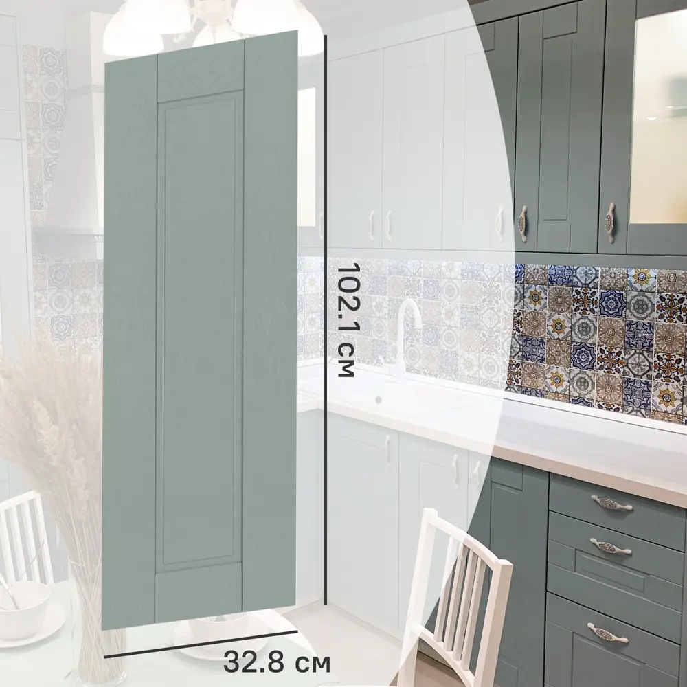 Фасад кухонного шкафа Томари 32.8x102.1см KONSENSA МДФ цвет голубой STLM-2195347