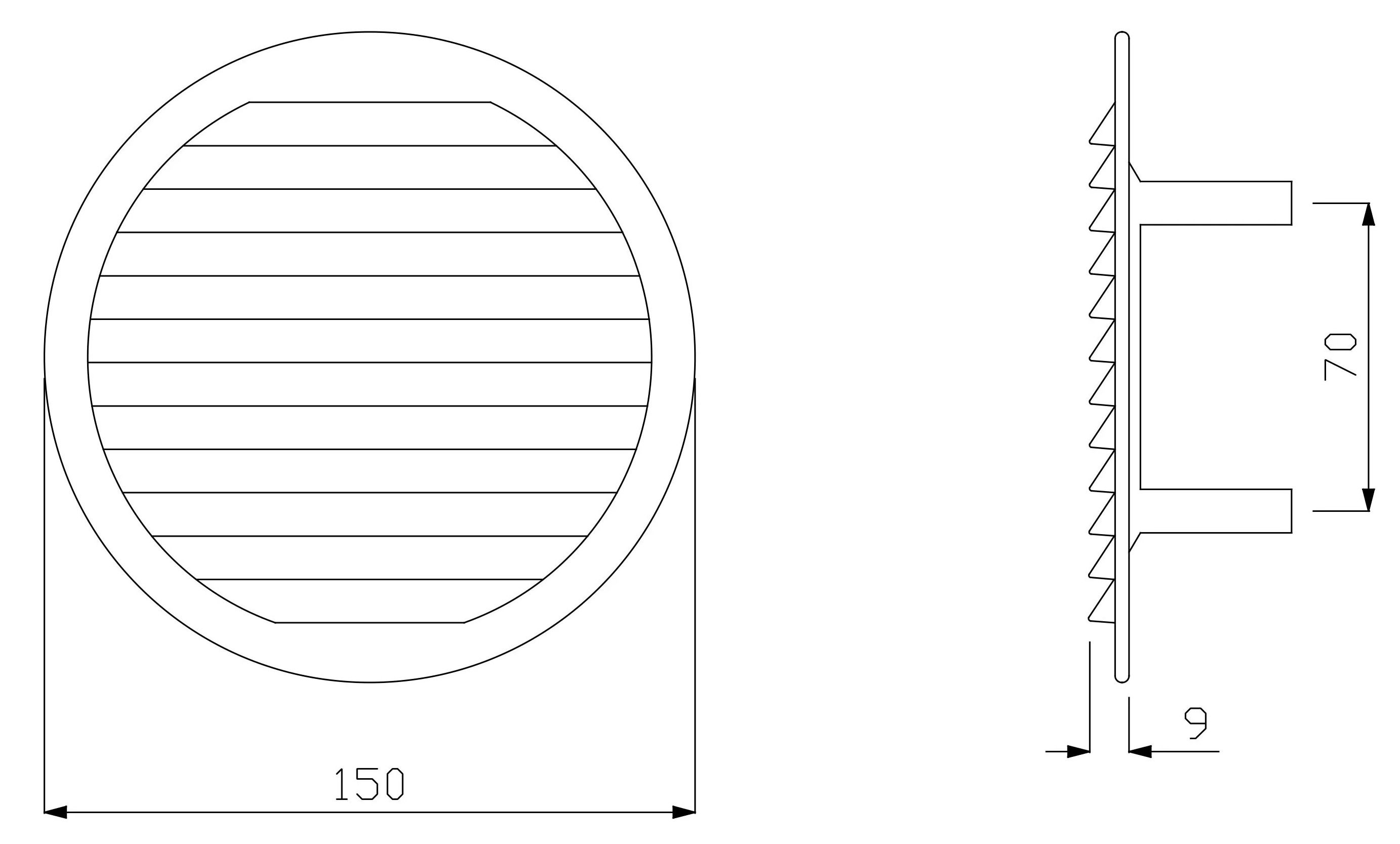Универсальная круглая решетка для отверстий от Ø 80 до 140 мм First Corporation вентиляция ARCH-00020312 - Вид №2