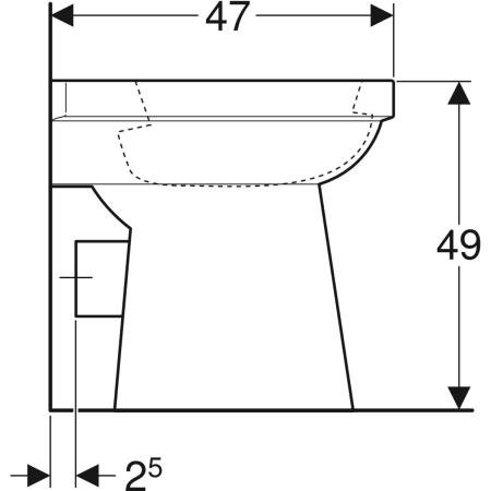 218520000 Напольный унитаз горизонтальный смыв Geberit Renova Comfort, увеличенной высоты, горизонтальный выпуск Geberit  - Вид №4