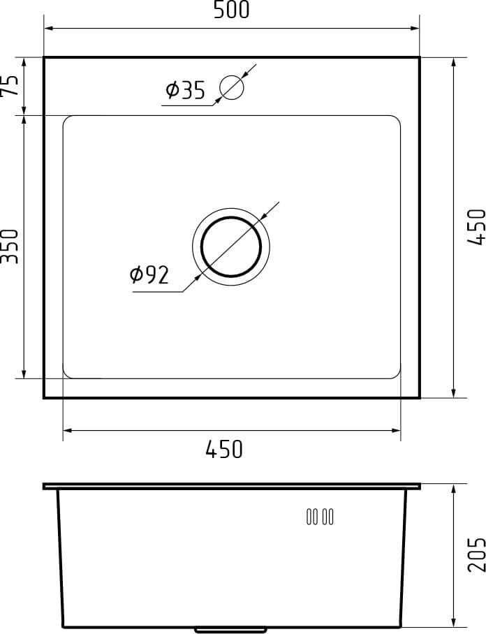 Кухонная мойка Нержавеющая сталь METAL S566 GranFest 5045-S566 - Вид №1