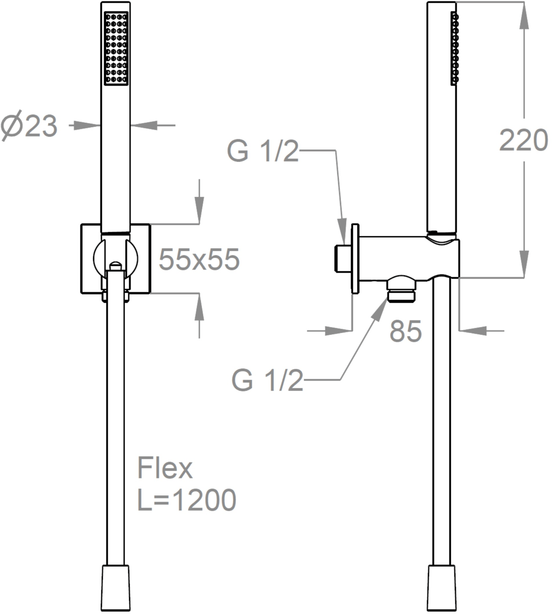 Fir Italia Настенный латунный ручной душ с подставкой Doda 67 6704817 - Вид №1