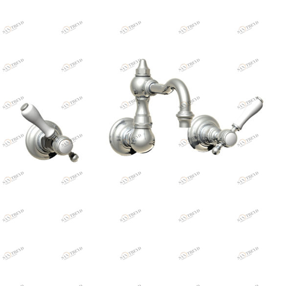 19.262 Встраиваемый настенный смеситель для раковины на 3 отверстия / ручка из фарфора HORUS Range Julia Victoria 