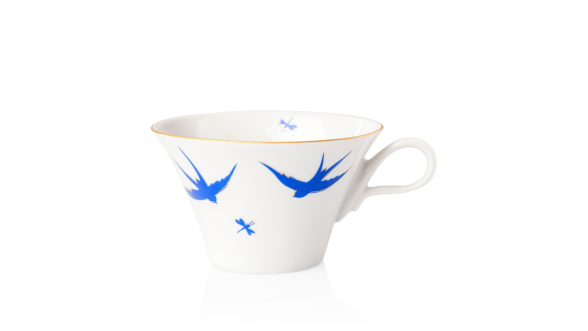 10617341 Мануфактуры Гарднеръ в Вербилках Чашка чайная с блюдцем "Дыхание лета" "Ласточки" Фарфор, Керамика  - Вид №1