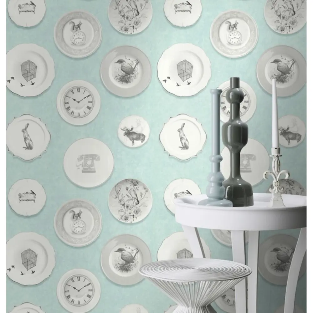 Обои на флизелиновой основе Тарелки 0.53х10 м цвет бирюзовый Ra 512021 Rasch Deco Relief STLM-2137446 - Вид №3