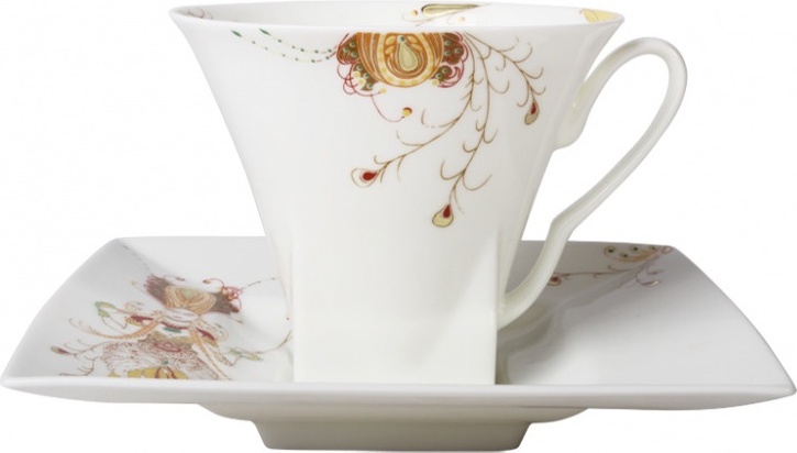 10547419 Императорский фарфоровый завод Чашка чайная с блюдцем "Жар-Птица" "Петрополь" Фарфор костяной 