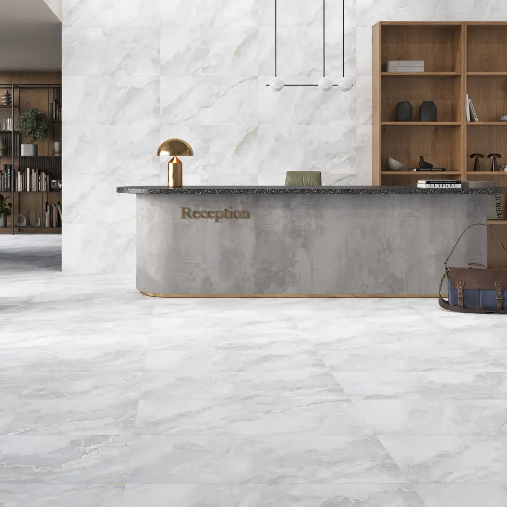 Глазурованный керамогранит Marble Atlanta Bianco 60x120 см 1.44 м² матовый цвет серый Santreyd STLM-2127531