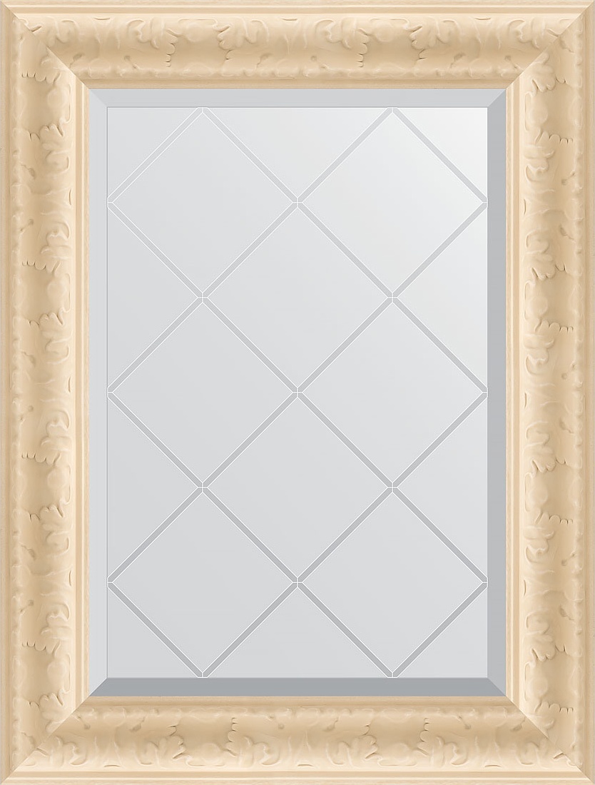 BY 4011 Зеркало с гравировкой в багетной раме - старый гипс 82 mm EVOFORM Exclusive-G