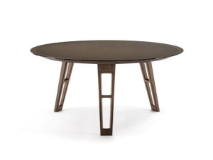 Круглый стол из дерева и стекла