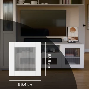 Дверь для шкафа Лион 1 стекло 59.4x63.6x1.6 см ДСП цвет белый 89418461 STLM-2004407