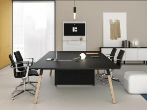 Bralco Прямоугольный стол для переговоров в современном стиле с системой прокладки кабелей Polare