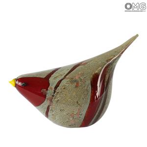 4643 ORIGINALMURANOGLASS Фигурка Красный воробей - муранское стекло OMG 13 см