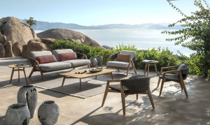 Садовое кресло из тика и плетеной веревки