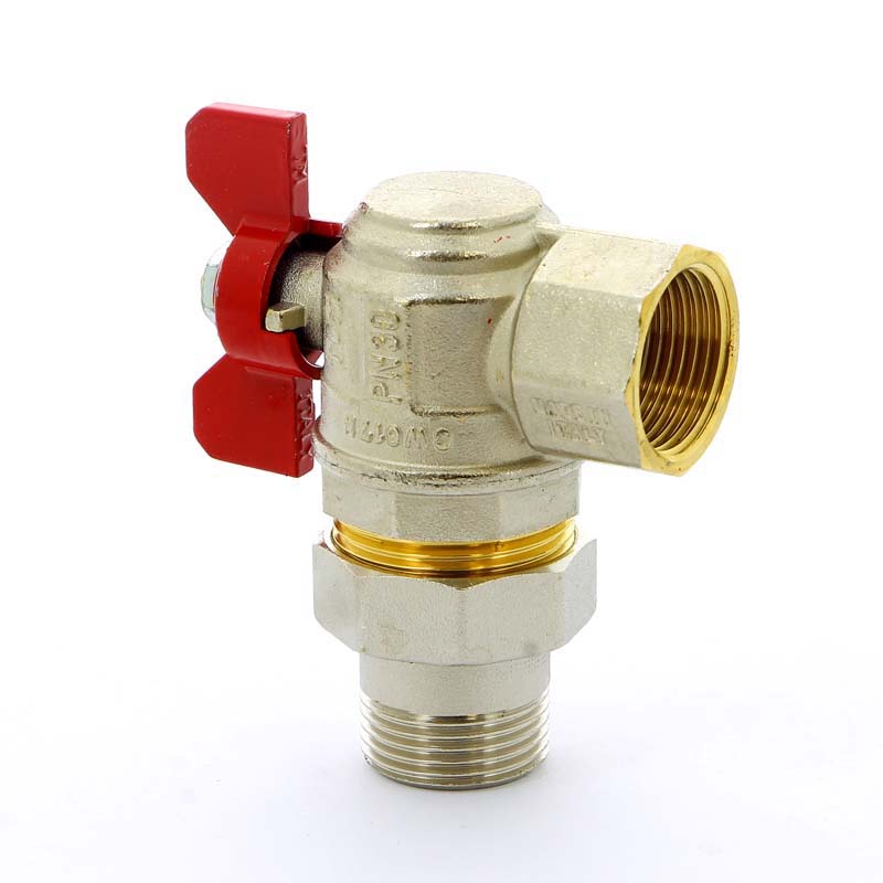 Кран шаровой НВ с разъемным соединением для коллектора бабочка TIEMME угловой 1" 2120006 - Вид №1