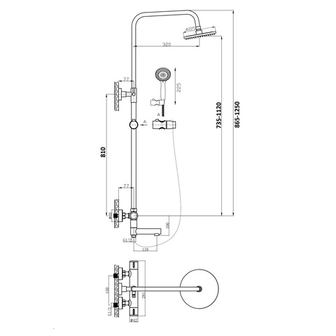 Orange T02S3-911cr Душевая система c термостатом в комплекте хром sun-id-1517028 - Вид №1