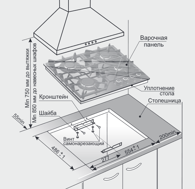 8155652 Газовая варочная поверхность Gefest ПВГ 2232-01 К56 STDN-0058745 - Вид №6