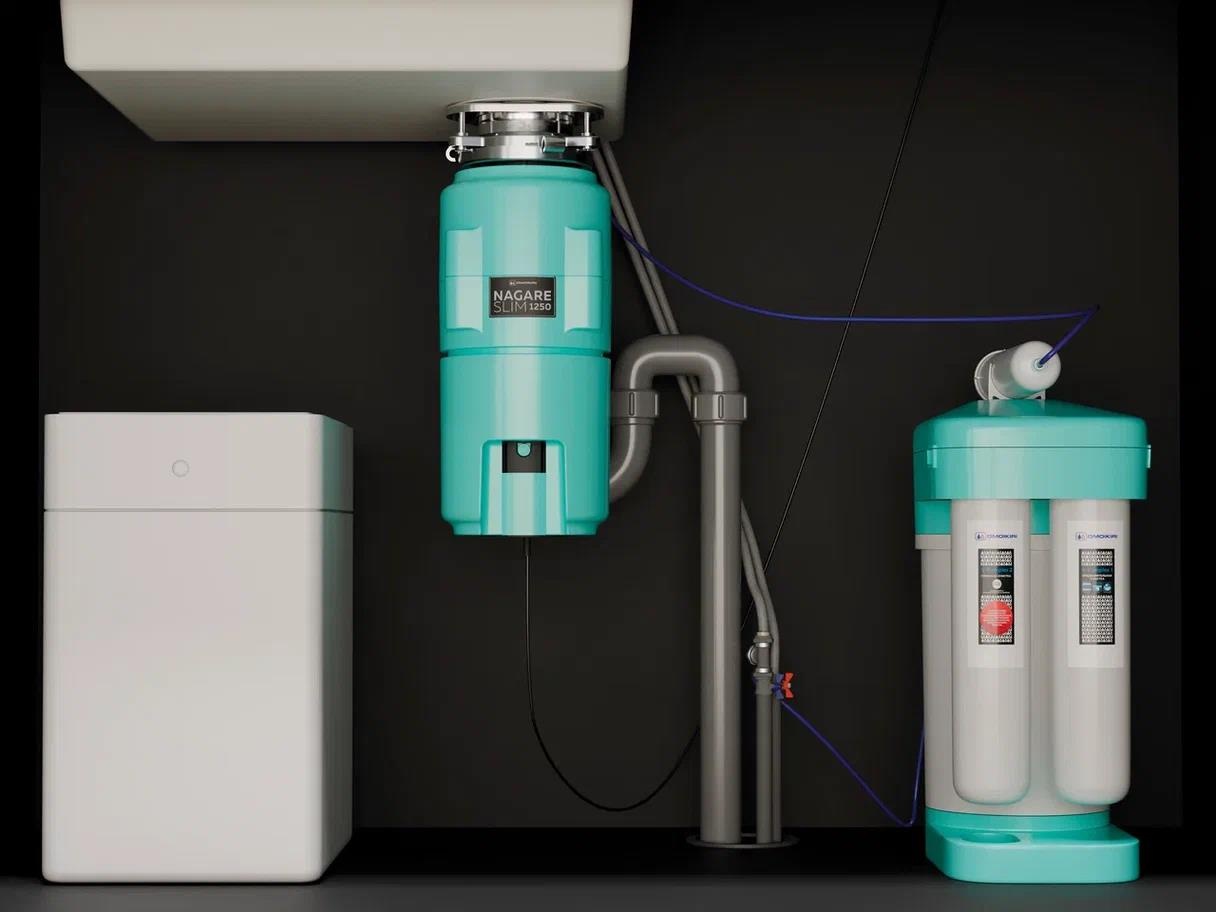 Измельчитель пищевых отходов Omoikiri Nagare Slim 1250 AZ 4995066 для кухонной мойки, постоянный магнит - Вид №3