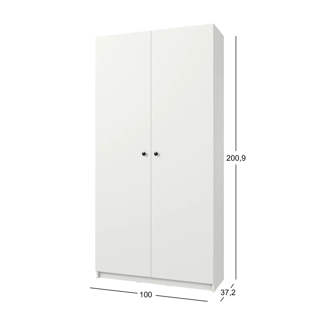 Шкаф распашной Турин с 2 дверями 100x200.9x37.2 см ЛДСП цвет белый Santreyd STLM-2201001 - Вид №6