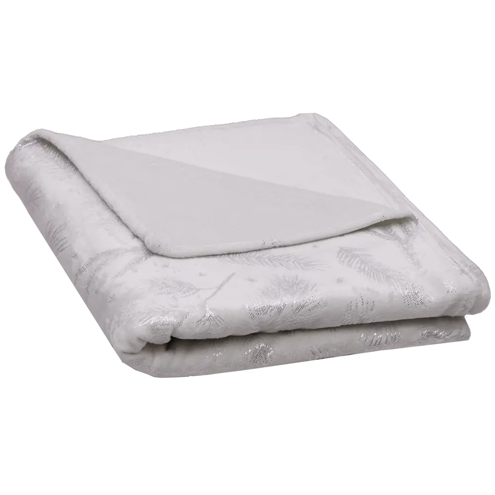 Плед Еловые веточки 180x200 см микрофибра цвет белый с серебром Ardenza Новогодняя STLM-2208262 - Вид №2