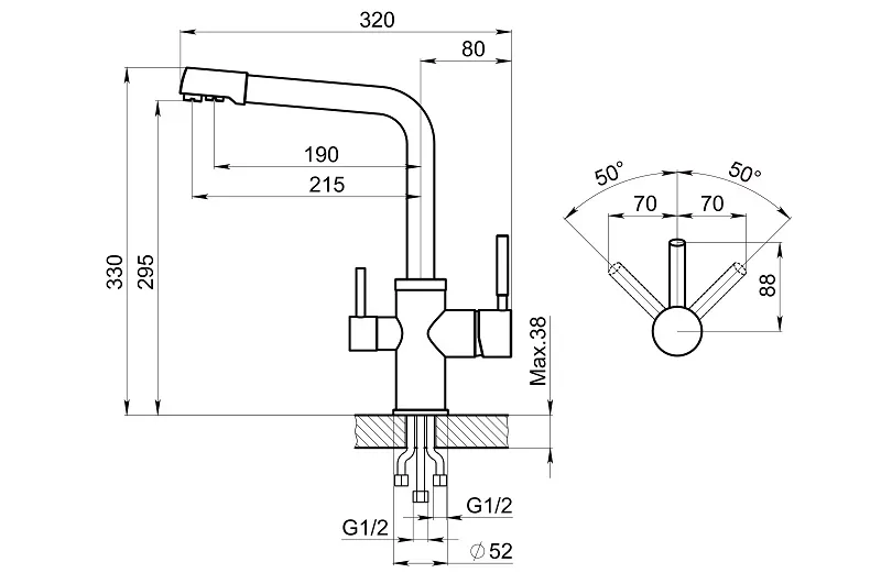 Комплект кухонный смеситель Granula 2015 Арктик + Фильтр Granula 2015-ST122 - Вид №6