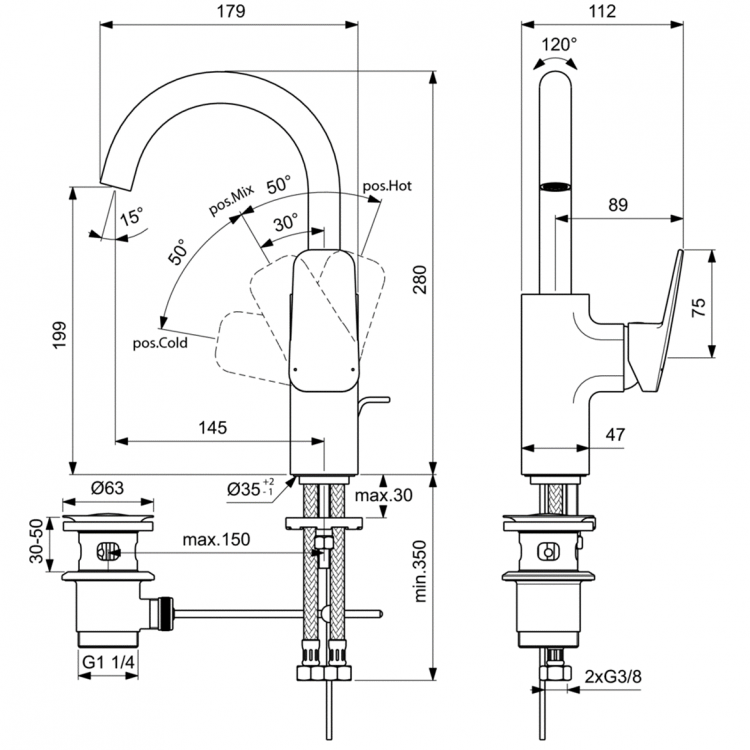 BD235AA Смеситель для раковины Ideal Standard CERAPLAN  - Вид №4