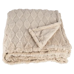 Плед Ромбы 200x220 см фланель цвет бежевый