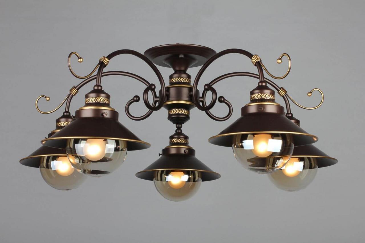 Потолочная люстра Omnilux OML-50407-05 OMNILUX OML-504 183133 Коричневый  - Вид №2