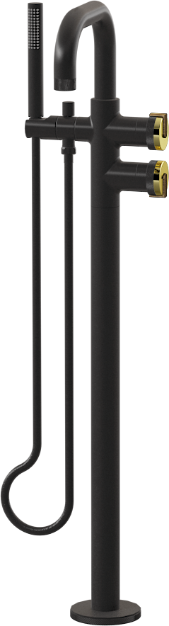 E-11557-R1PB-L1VBB-BK Смеситель напольный отдельностоящий (внешняя часть) GRAFF MOD+