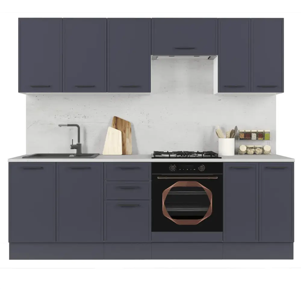 Кухонный гарнитур «Неро» 240x60 см МДФ цвет графит Santreyd STLM-2154586