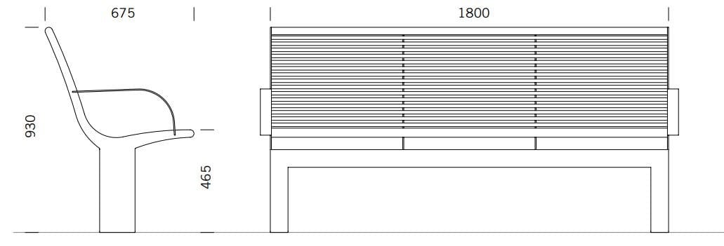 Скамья из нержавеющей стали с подлокотниками BENKERT BANKE Siardo ARCH-00138008 - Вид №2