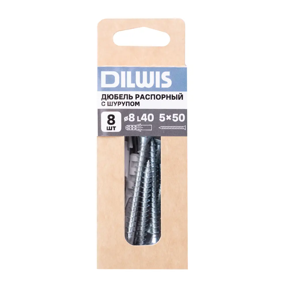Дюбель распорный нейлоновый Dilwis 8x40мм 8 шт. в комплекте с шурупом STLM-2091431 - Вид №5