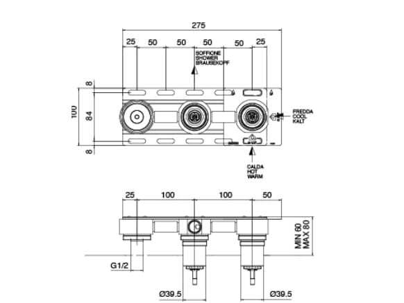 Набор для душа из нержавеющей стали с ручным душем Zazzeri Q316 ARCH-00137899 - Вид №6